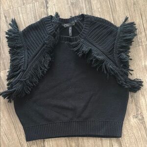 BCBG Chic Black Fringe Sweater